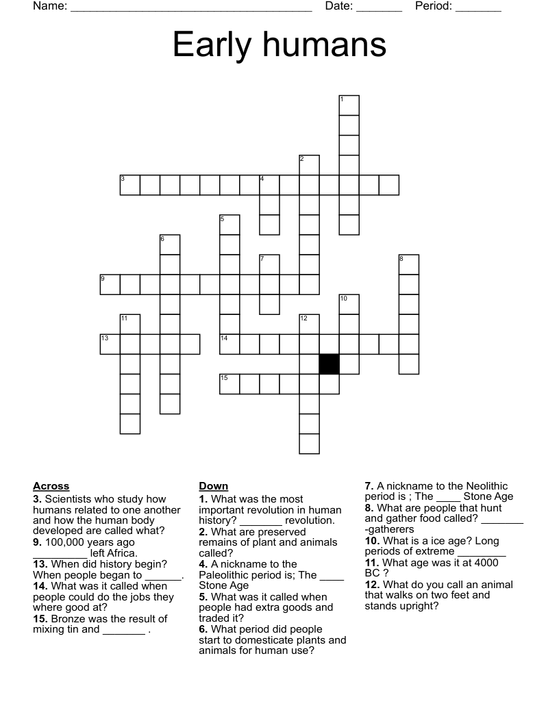 Early humans Crossword