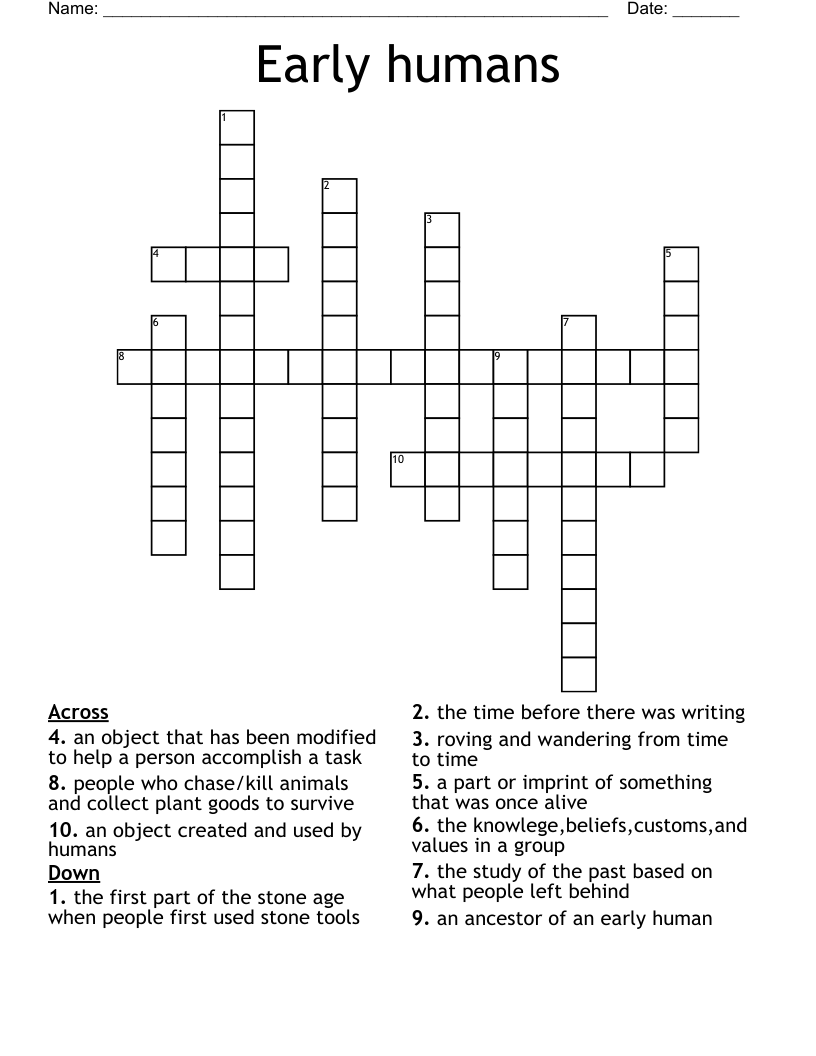 Early humans Crossword