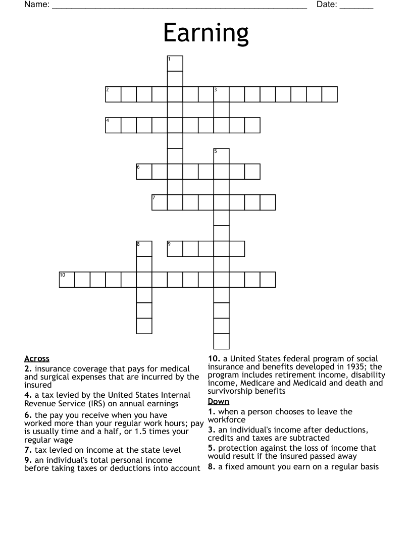 Earning Crossword