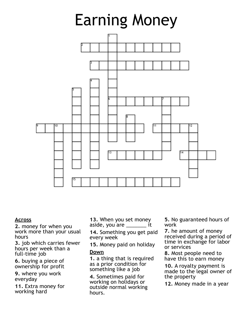 Earning Money Crossword