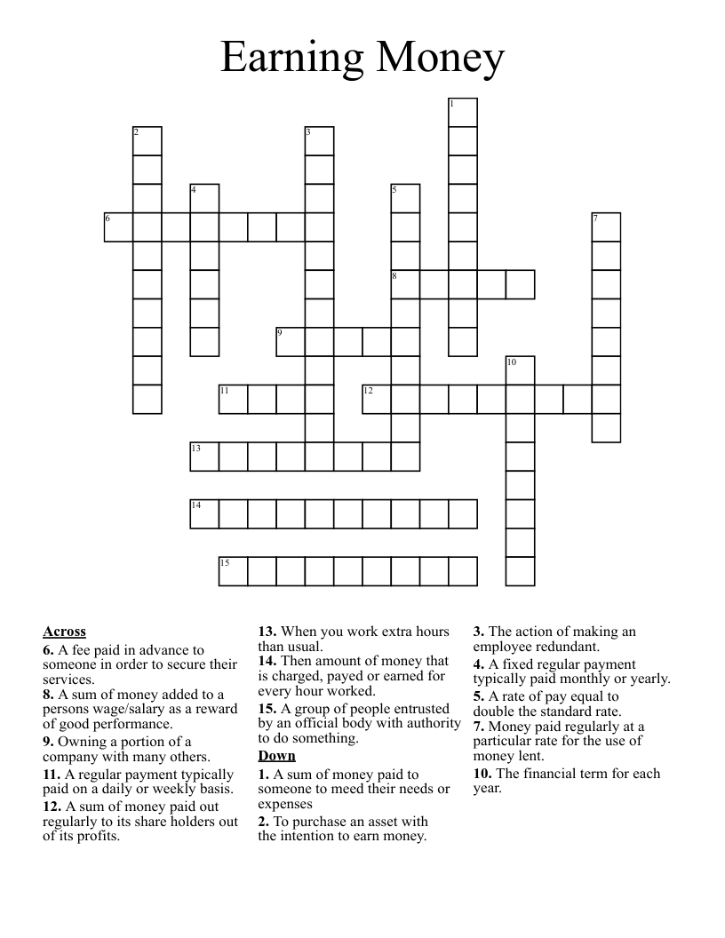 Earning Money Crossword