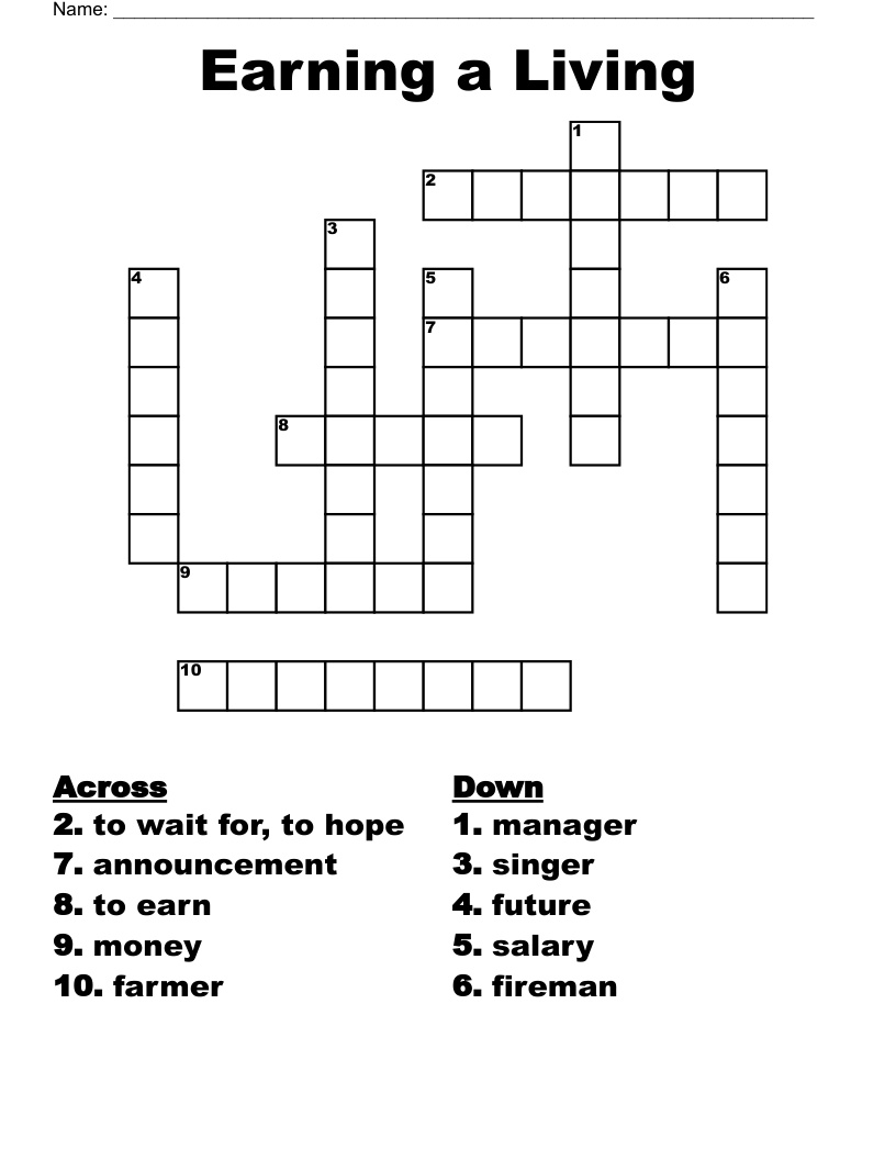Earning a Living Crossword