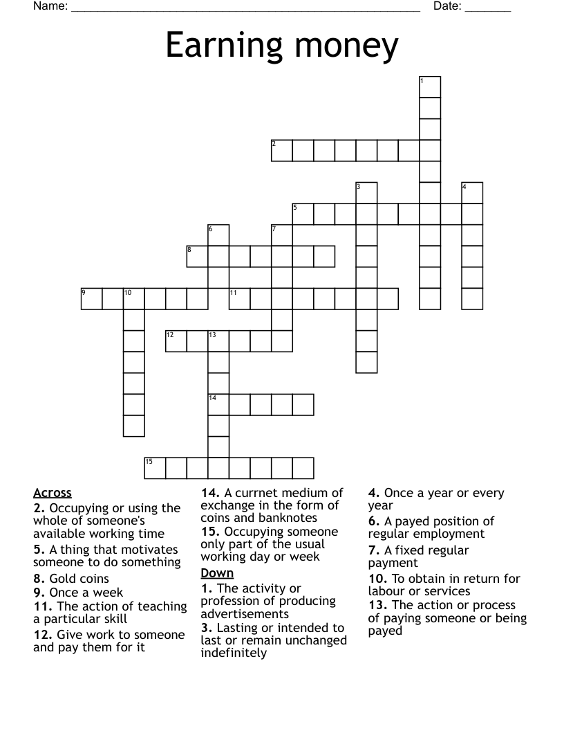 Earning money Crossword