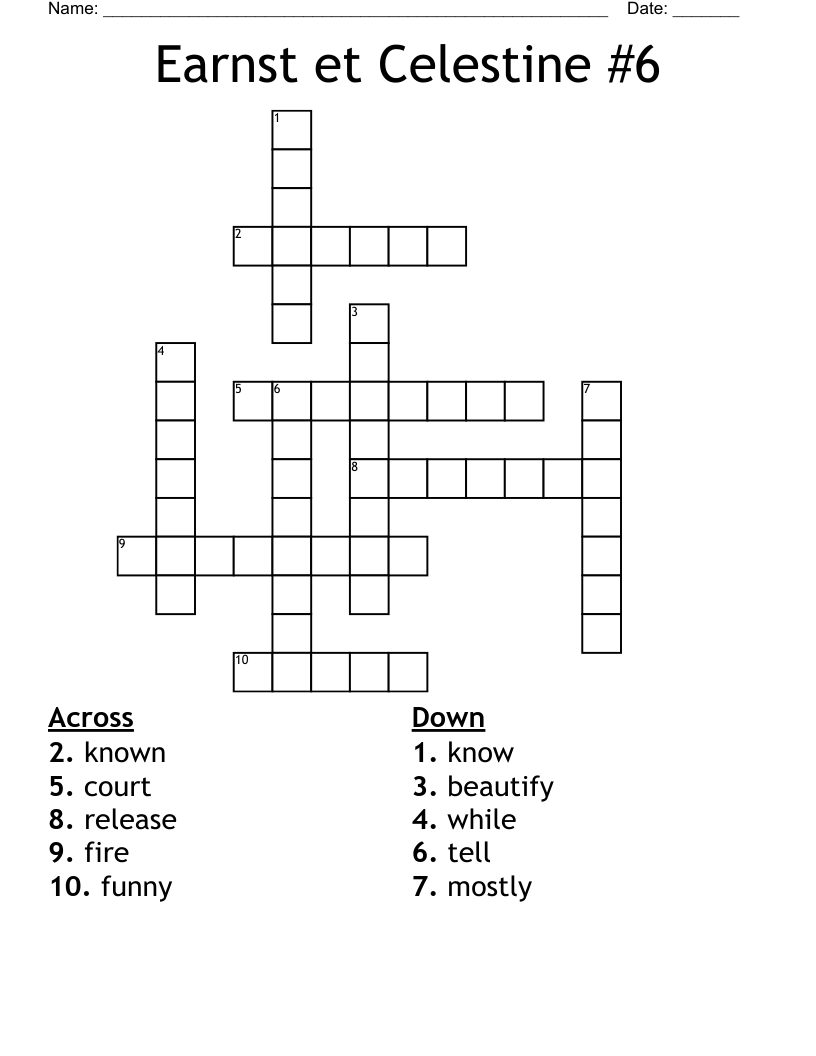 Earnst et Celestine #6 Crossword