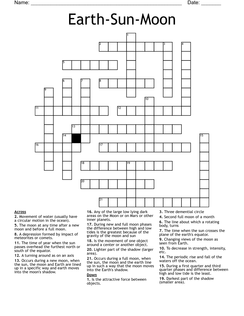 Earth-Sun-Moon  Crossword