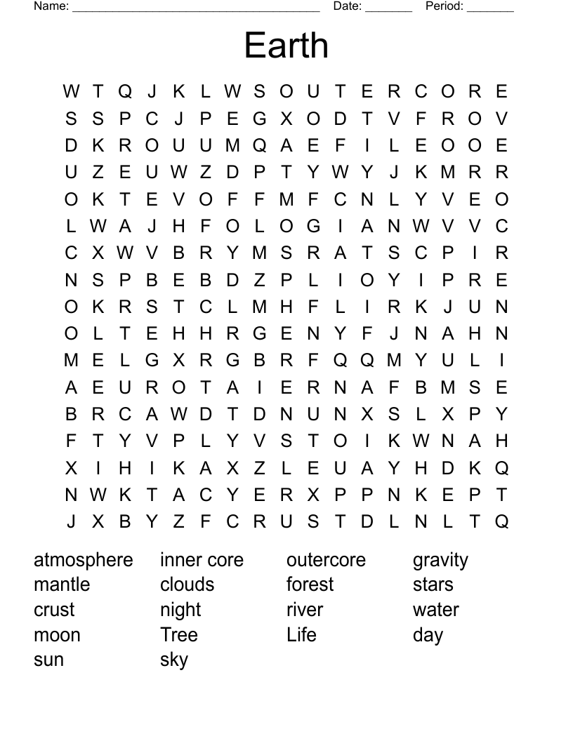Earth Word Search