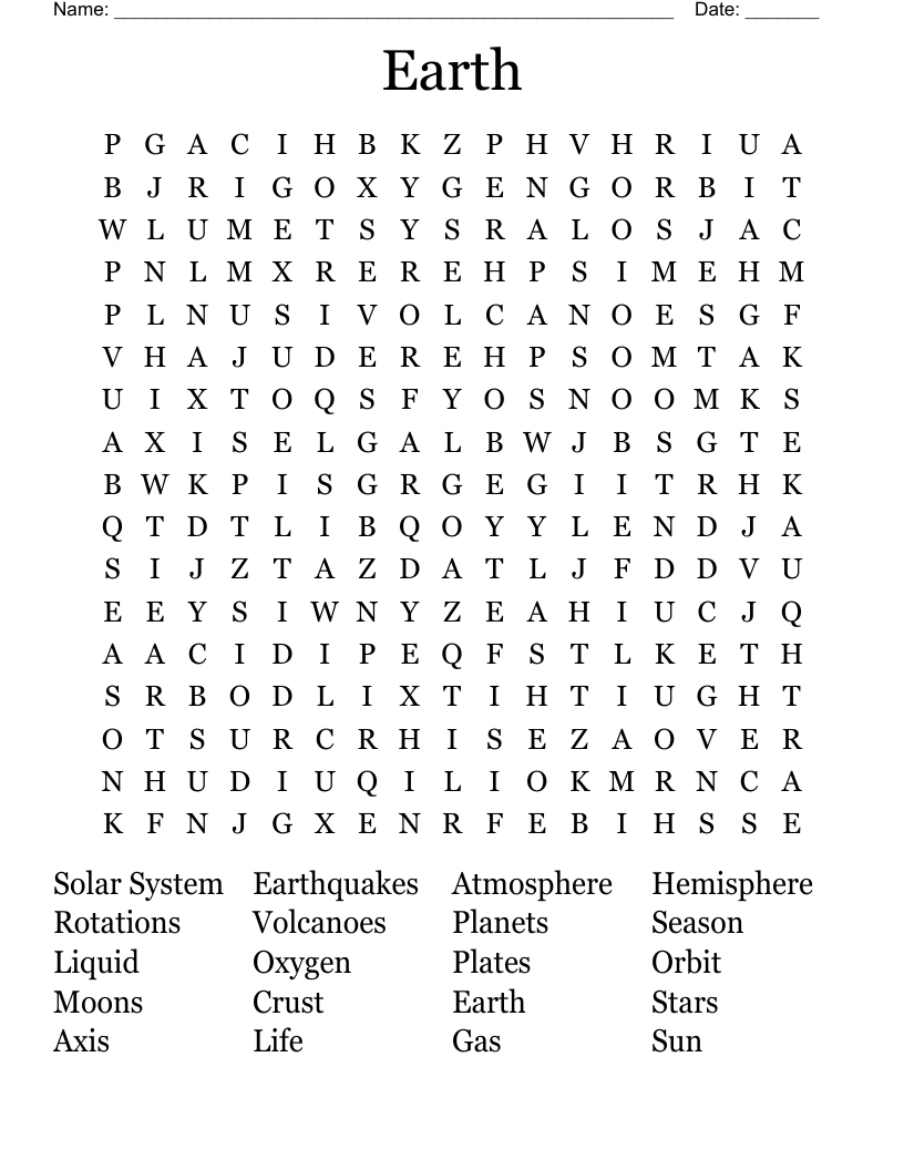Earth Word Search