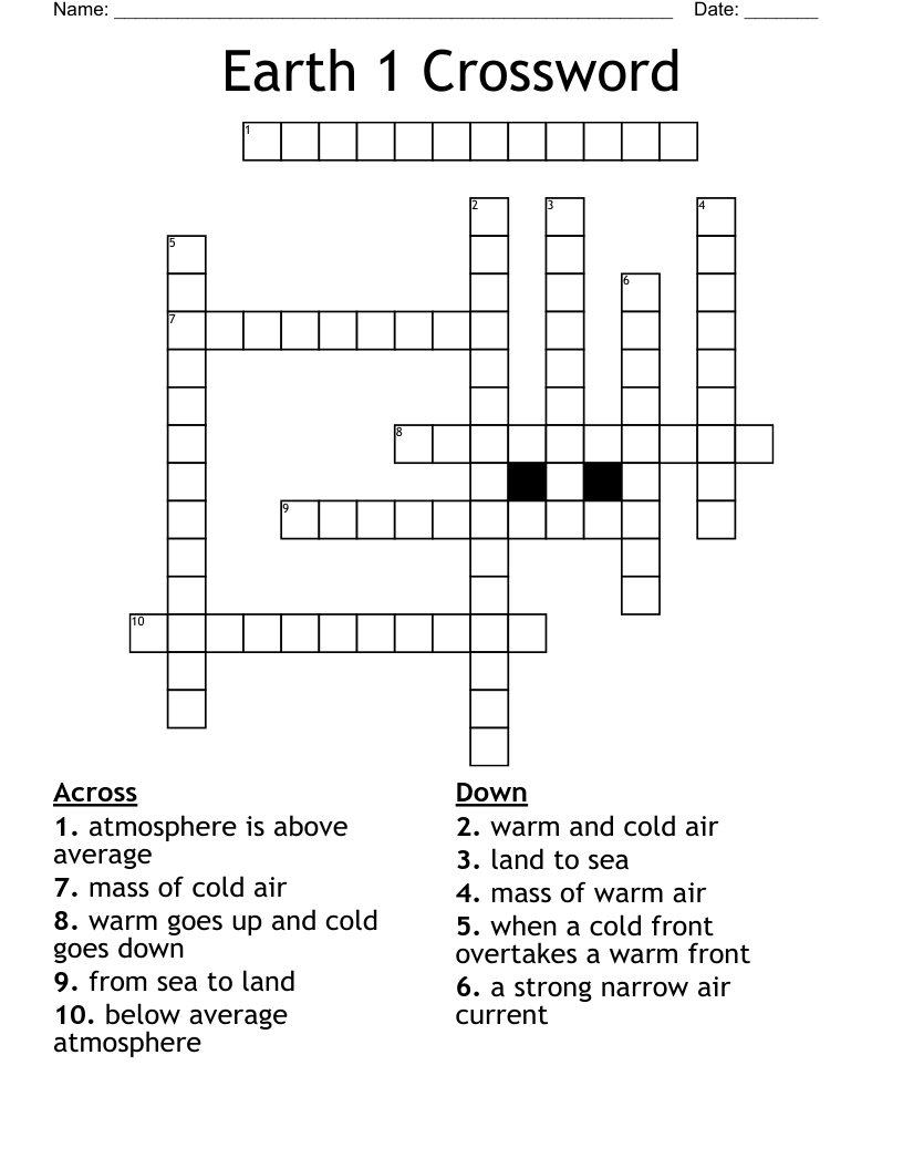 Earth 1 Crossword