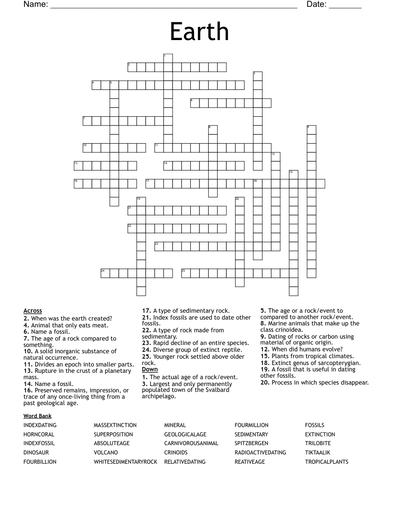 Earth Crossword