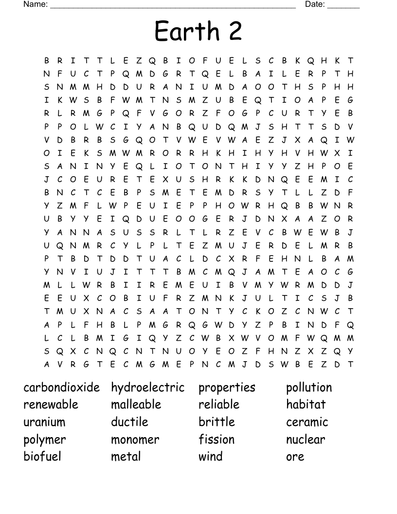 Earth 2 Word Search