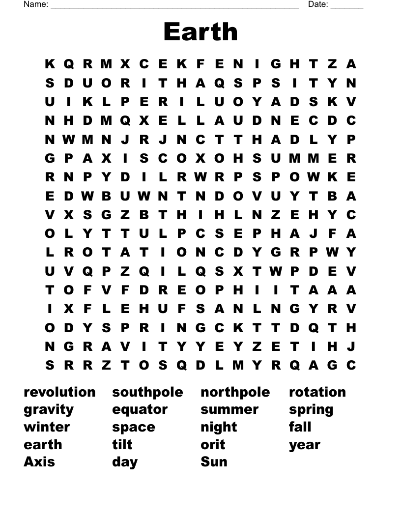 Earth Word Search