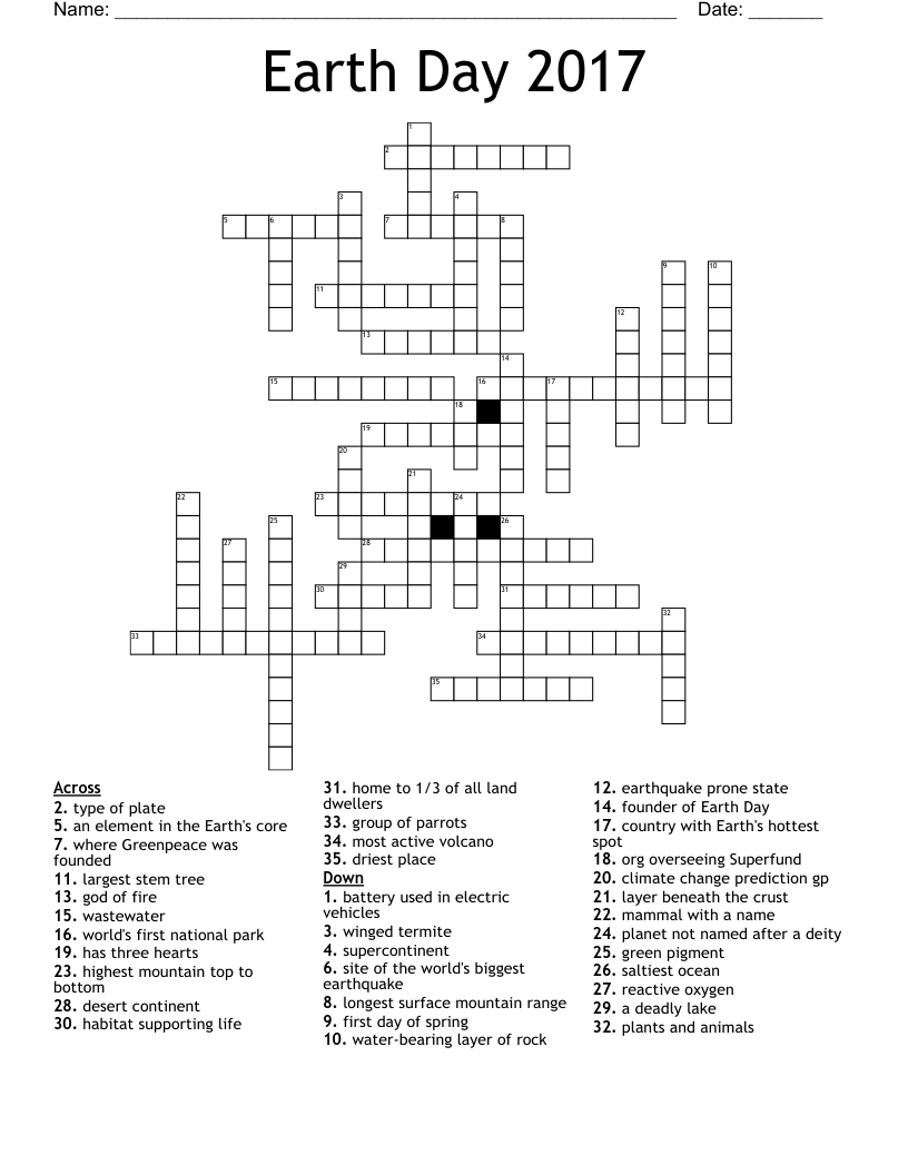 Earth Day 2017  Crossword