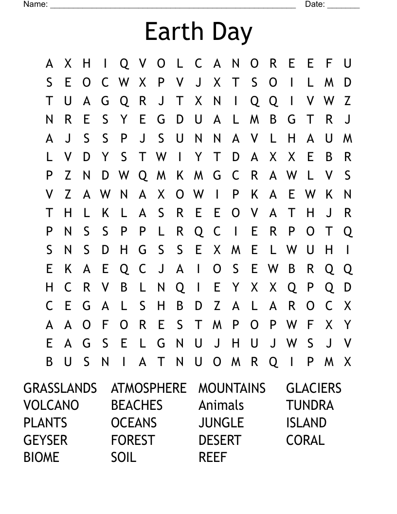 Earth Day Word Search