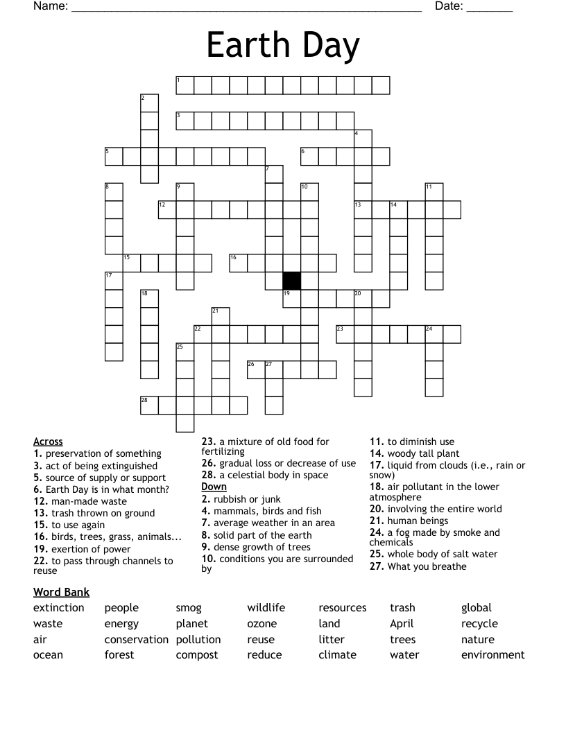 Earth Day Crossword