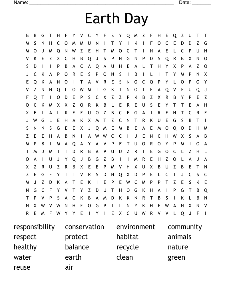 Earth Day Word Search