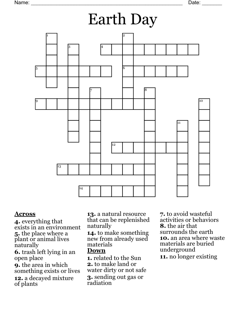 Earth Day Crossword