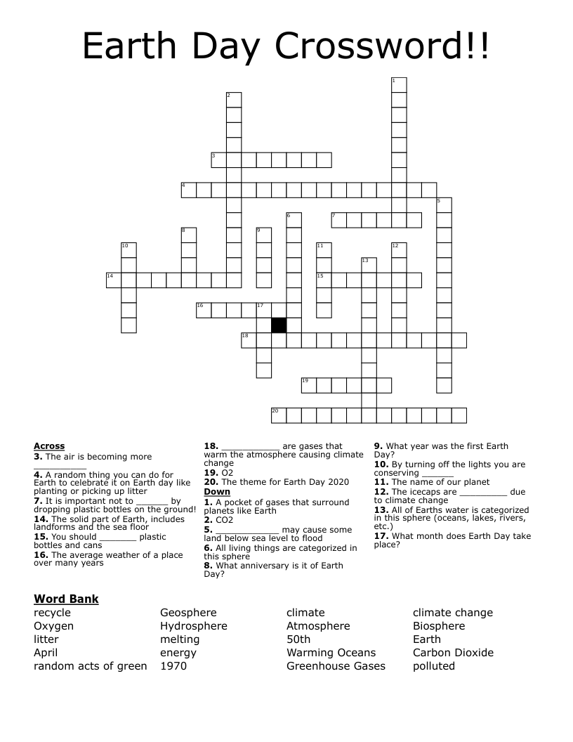 Earth Day Crossword!!