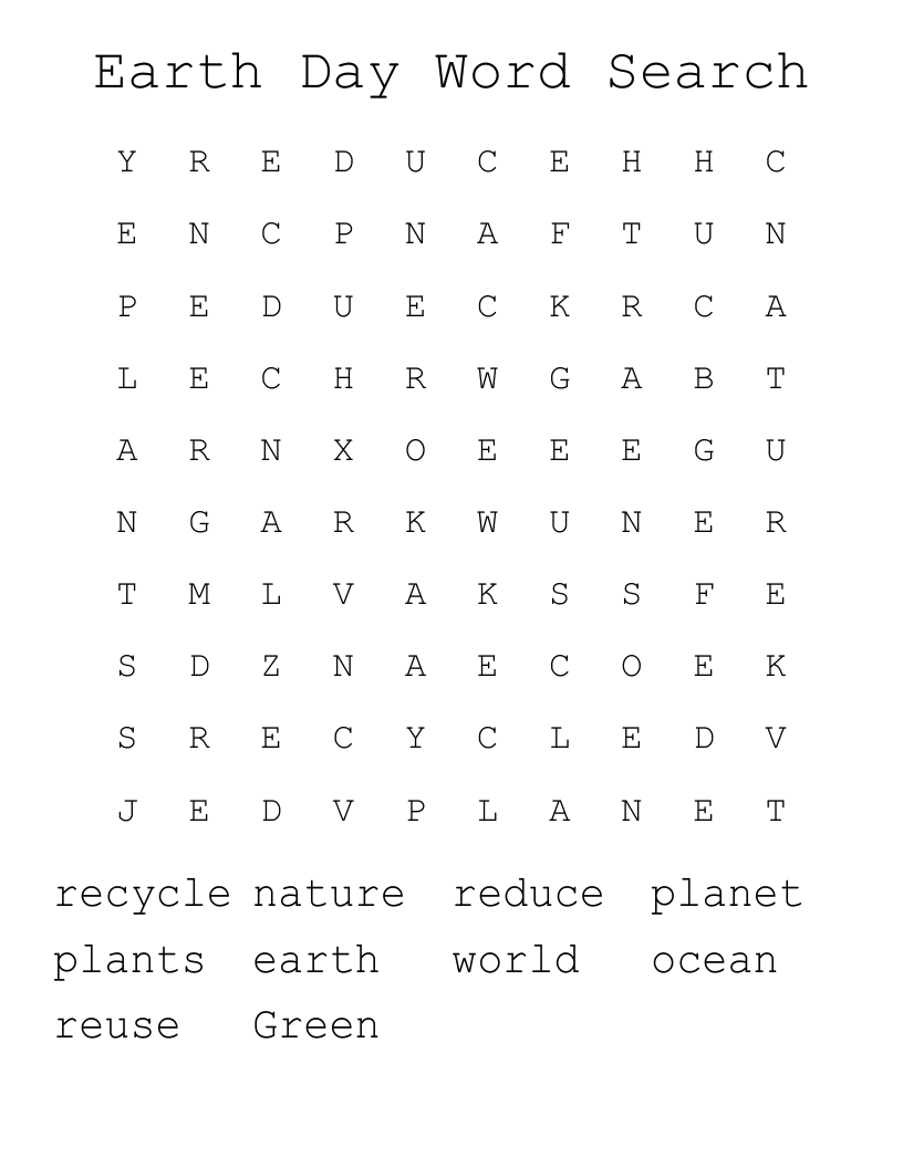 Earth Day Word Search