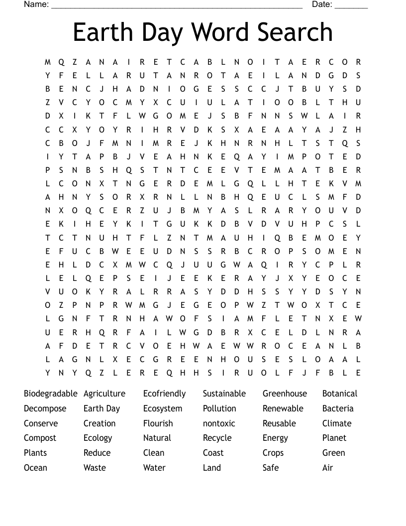 Earth Day Word Search