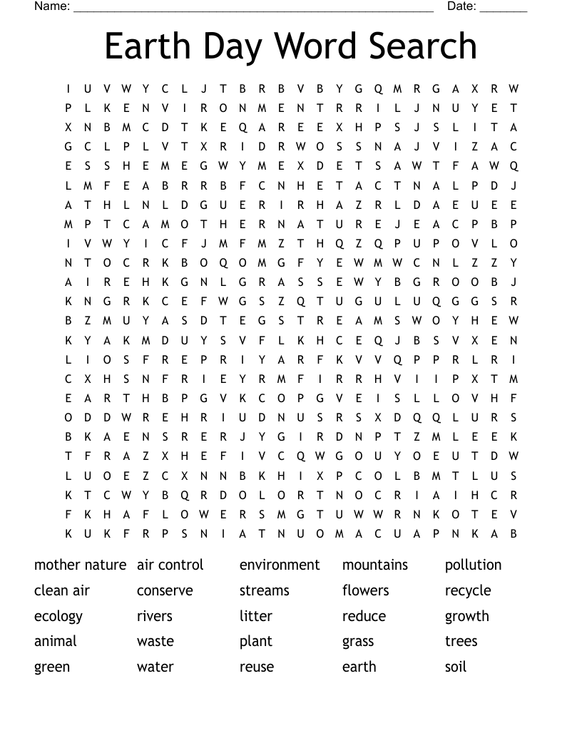Earth Day Word Search