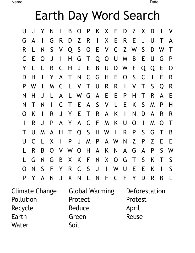 Earth Day Word Search 