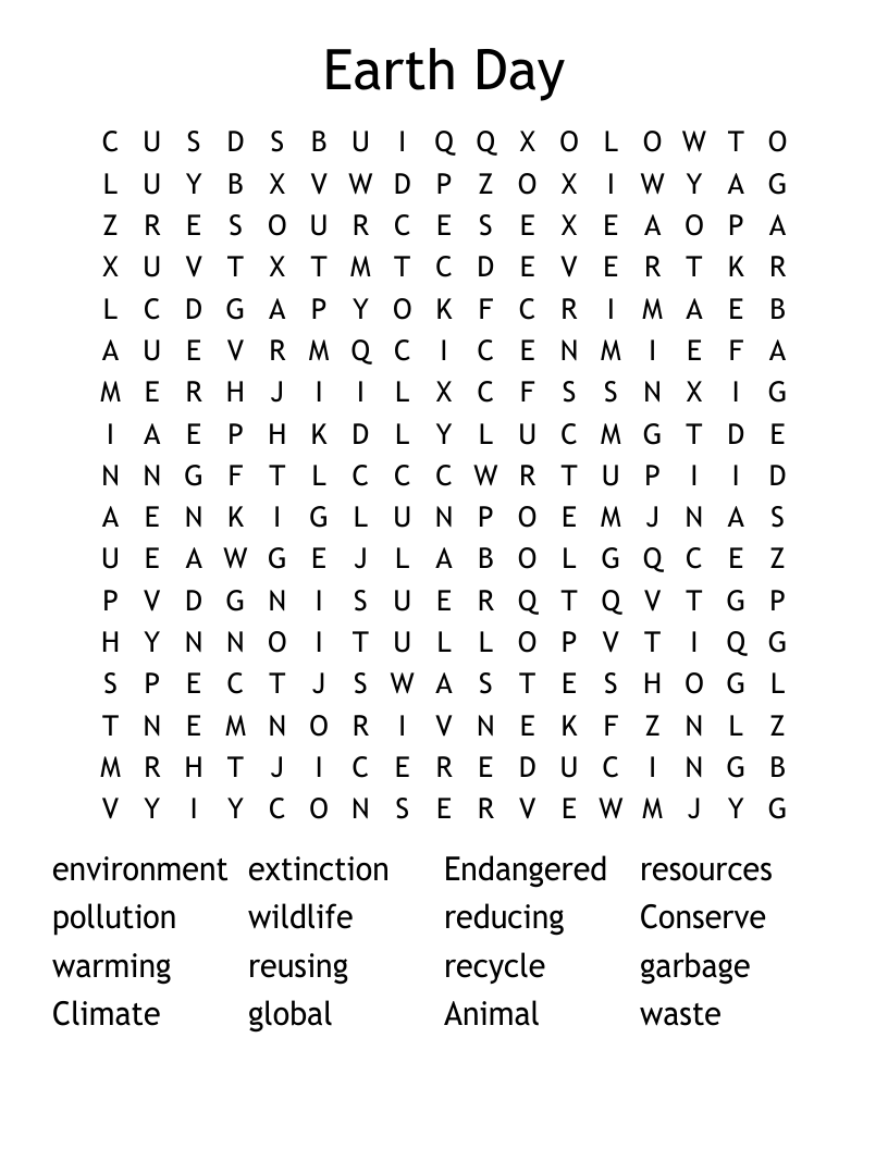 Earth Day  Word Search