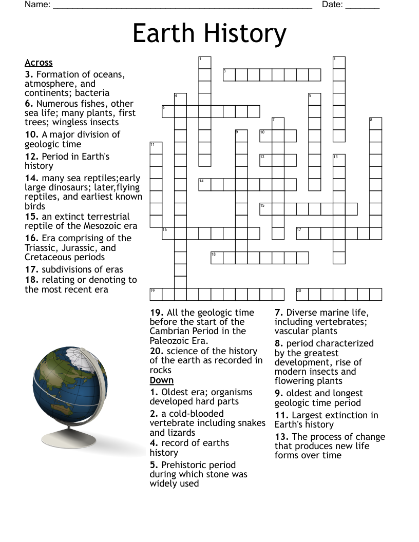 Earth History Crossword