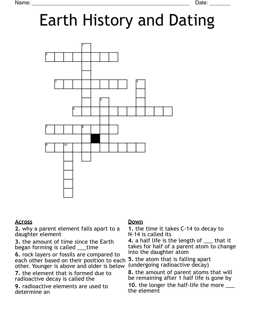Earth History and Dating Crossword