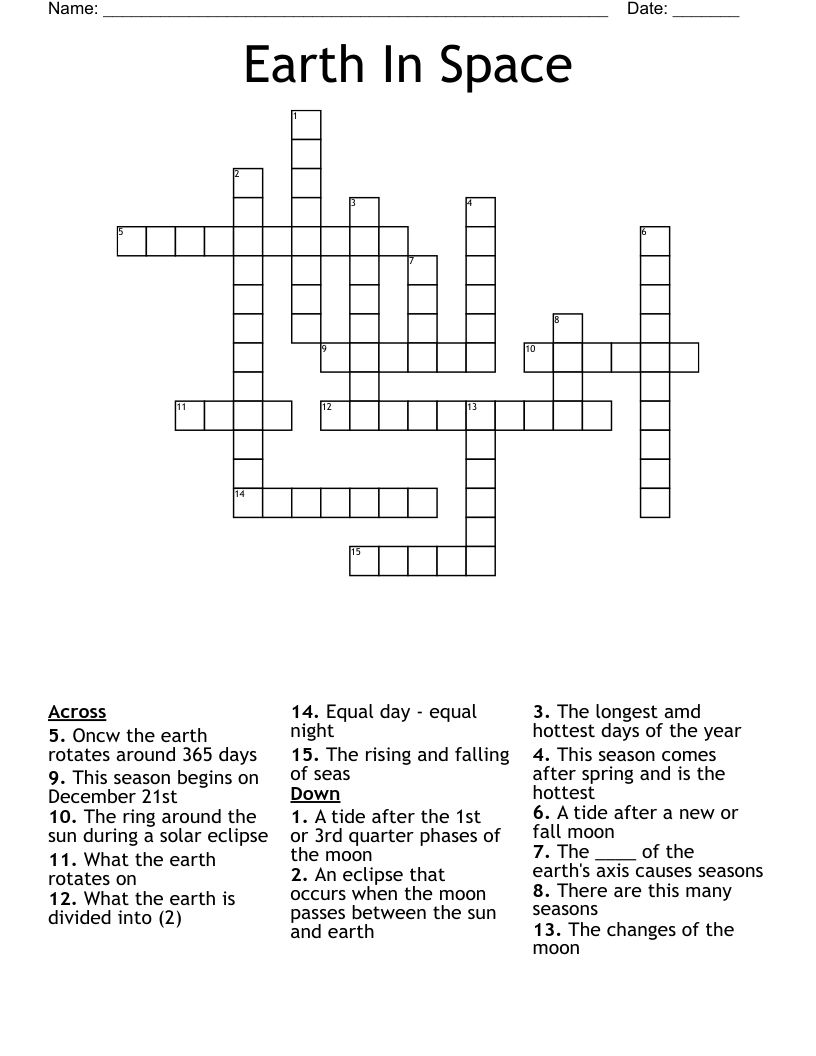 Earth In Space Crossword