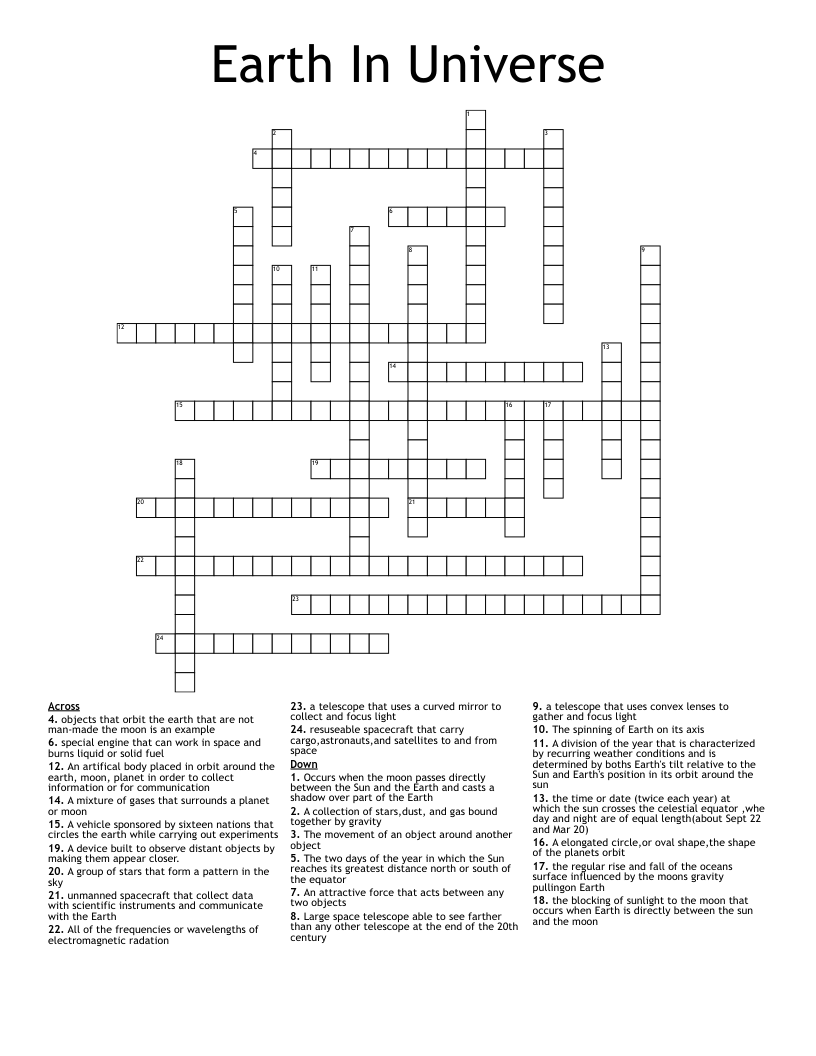 Earth In Universe Crossword