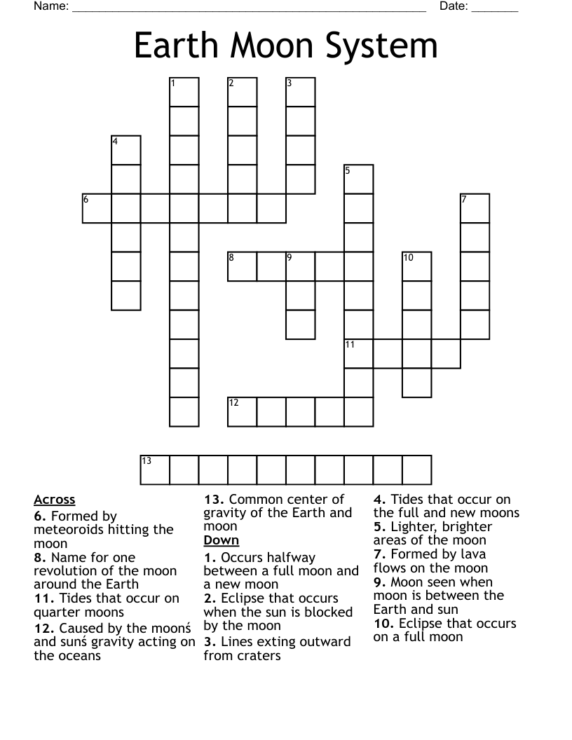 Earth Moon System Crossword