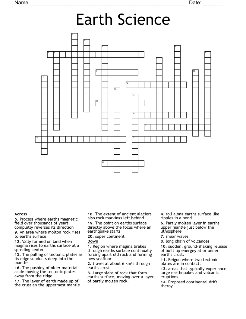 Earth Science Crossword