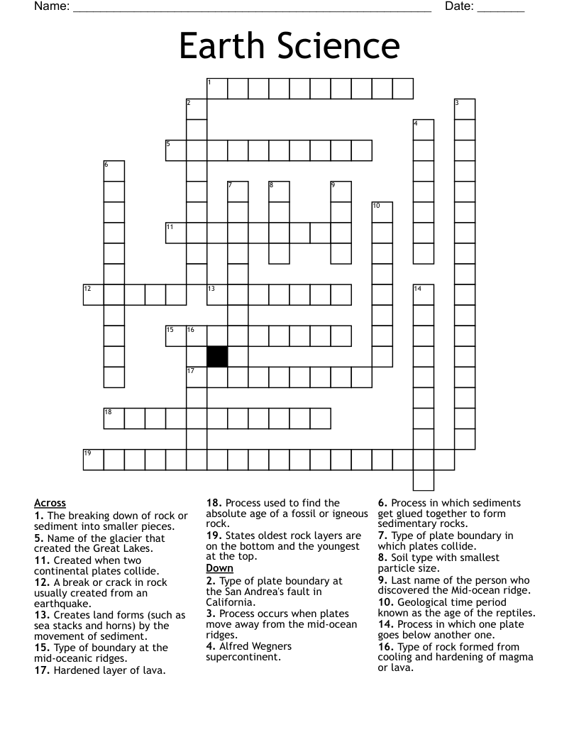 Earth Science Crossword