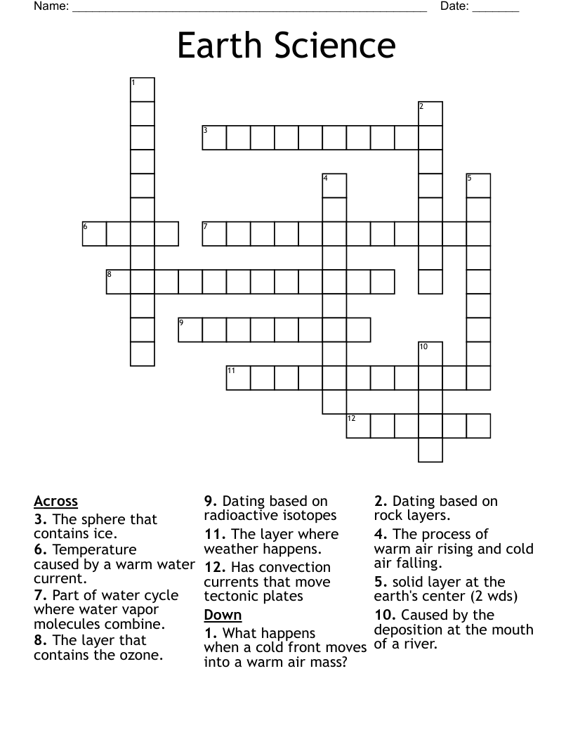 Earth Science Crossword