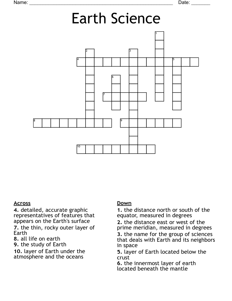 Earth Science Crossword