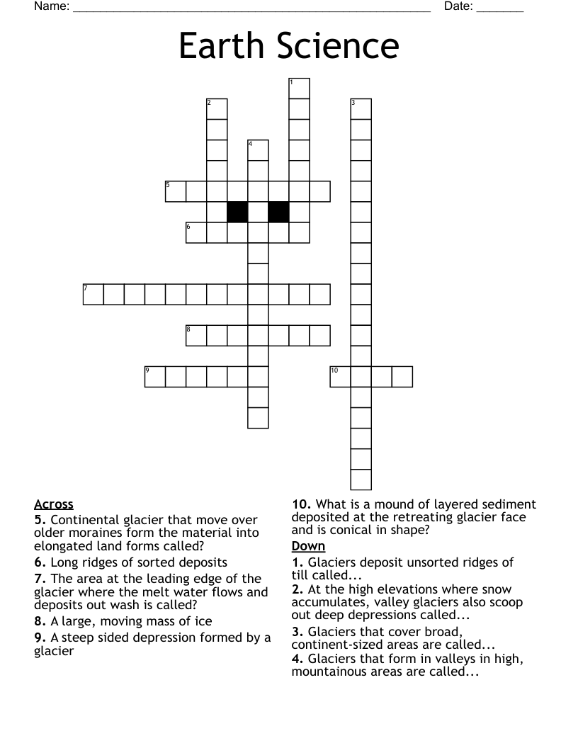 Earth Science Crossword