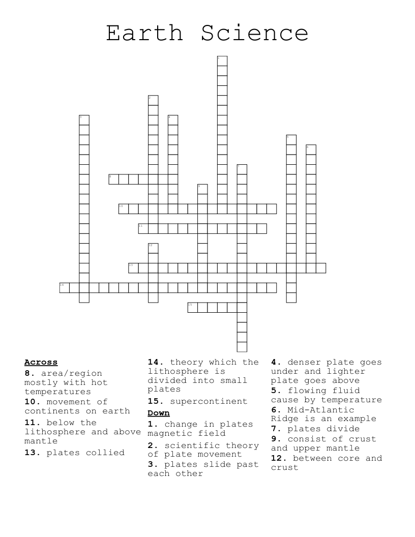 Earth Science Crossword
