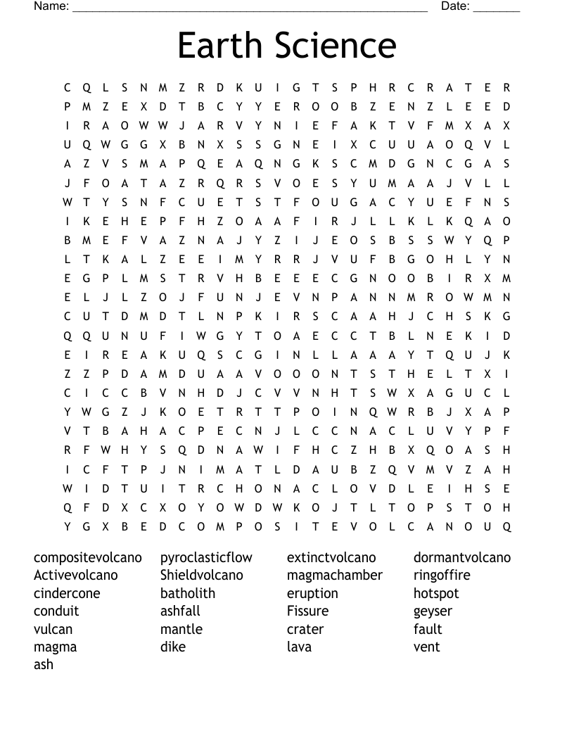 Earth Science Word Search