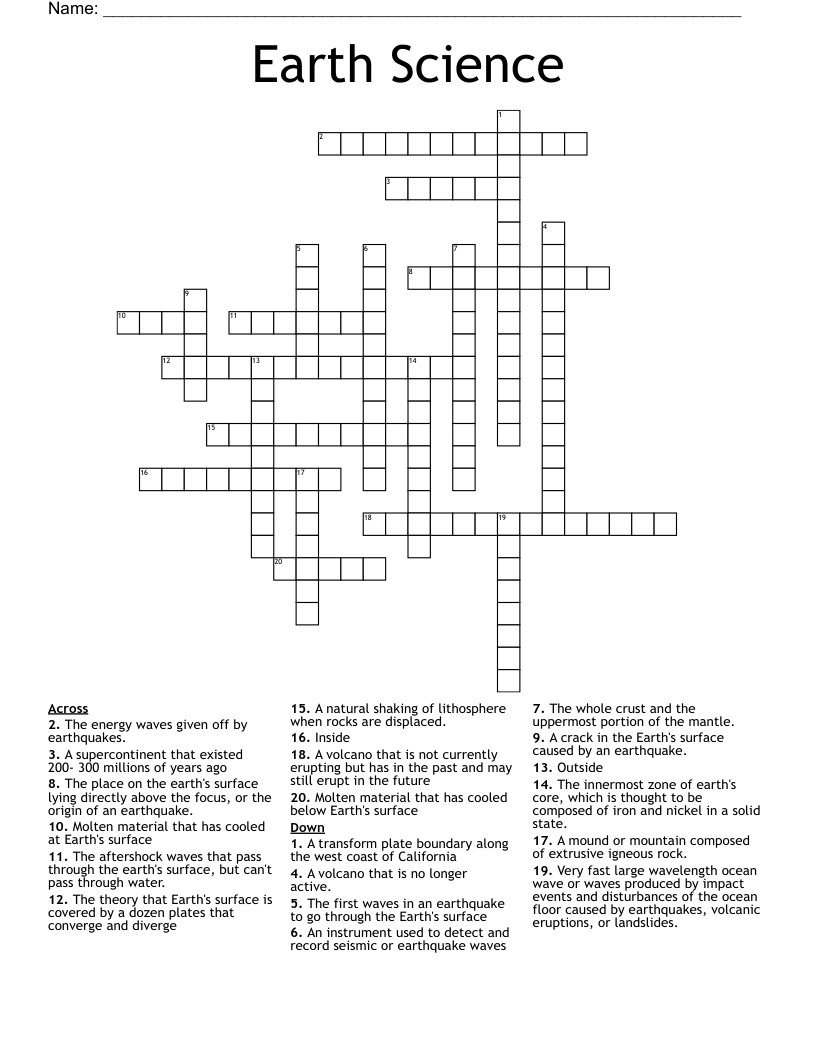 Earth Science Crossword