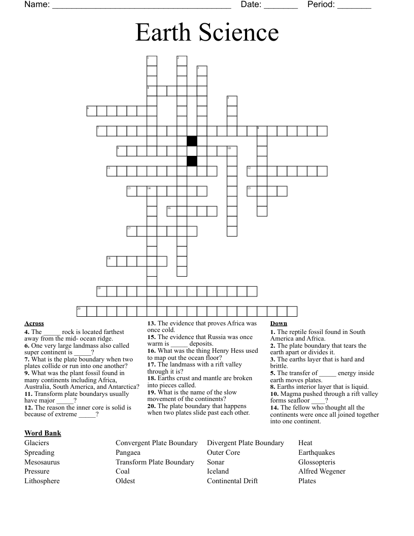 Earth Science Crossword