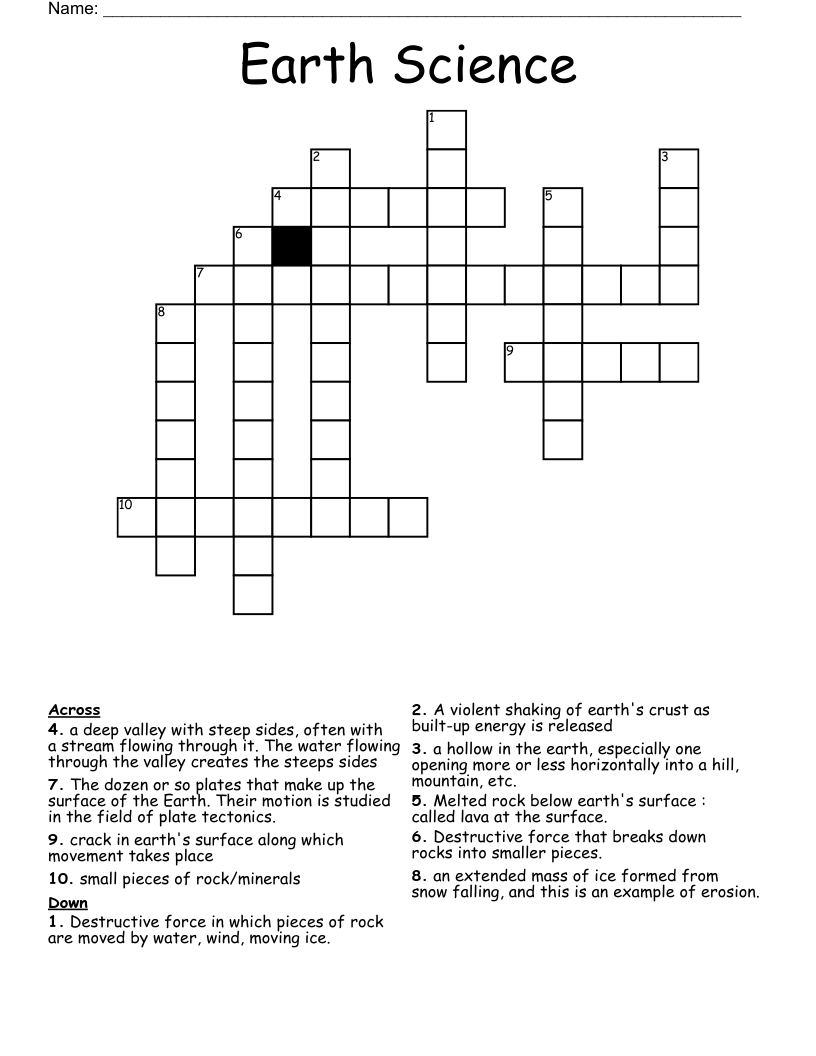 Earth Science Crossword