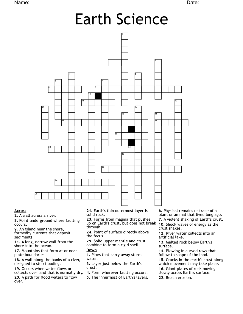 Earth Science Crossword