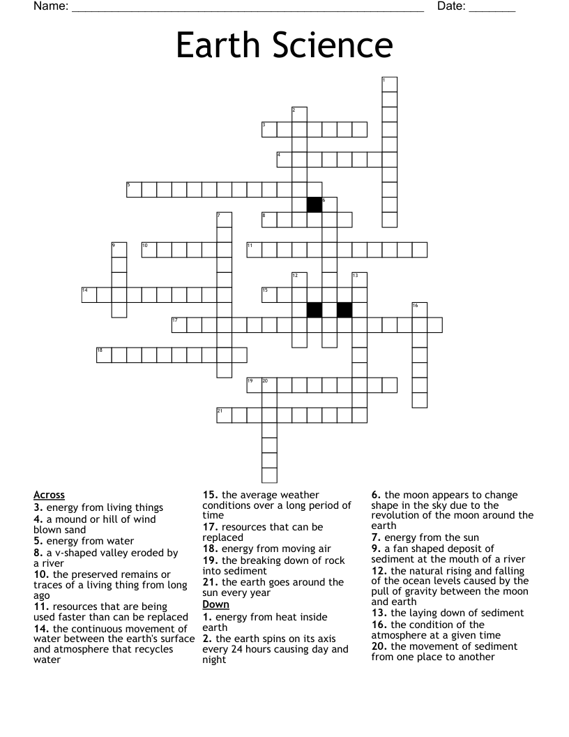 Earth Science Crossword