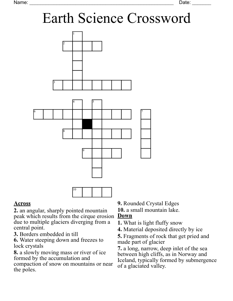 Earth Science Crossword