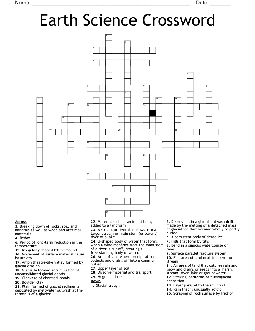Earth Science Crossword