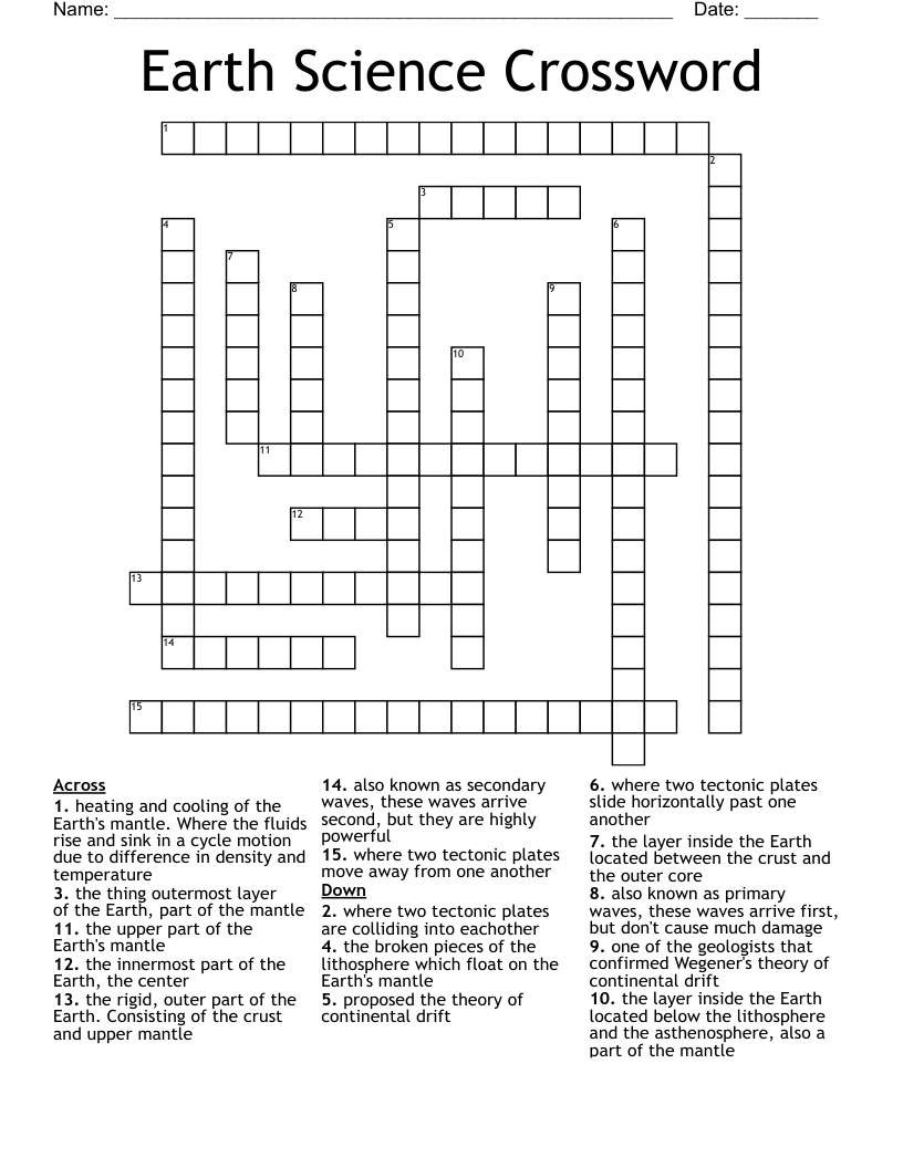 Earth Science Crossword