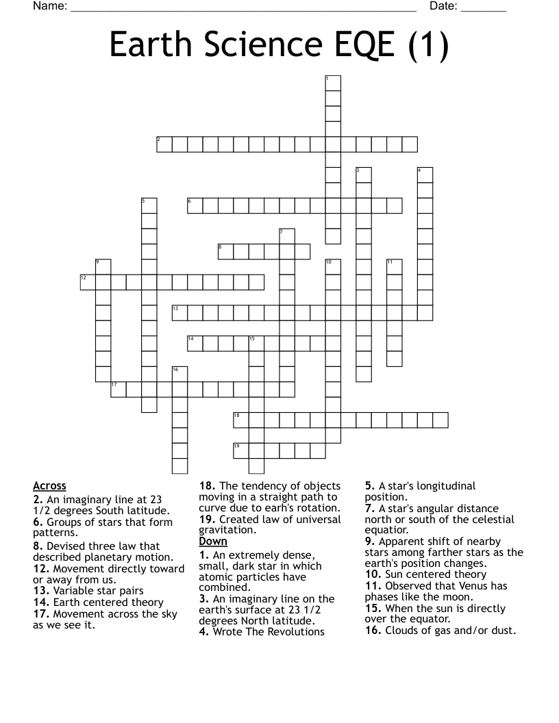 Earth Science EQE (1) Crossword