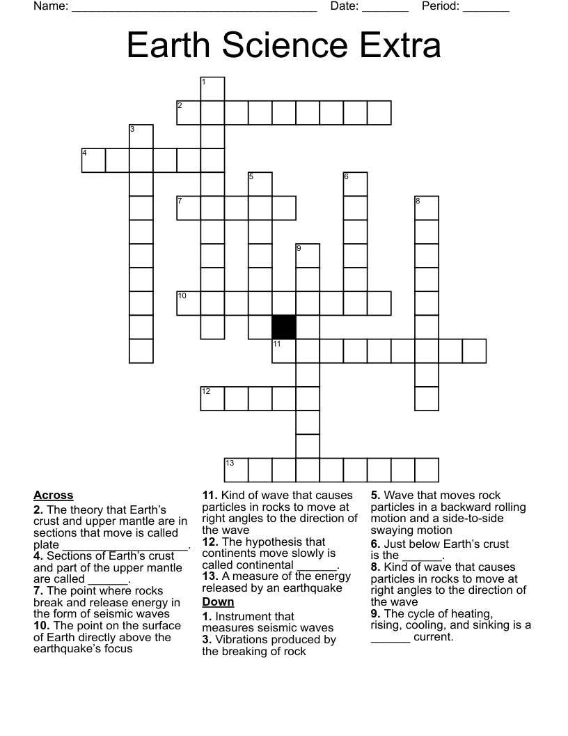 Earth Science Extra Crossword