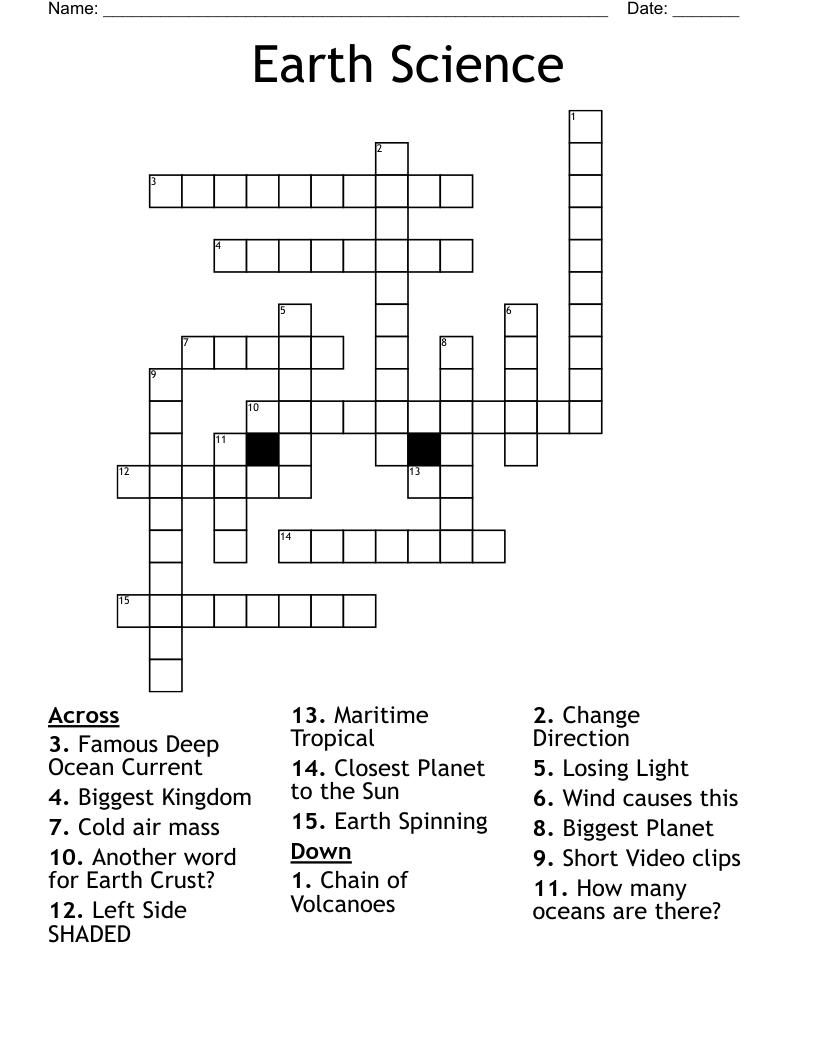 Earth Science  Crossword