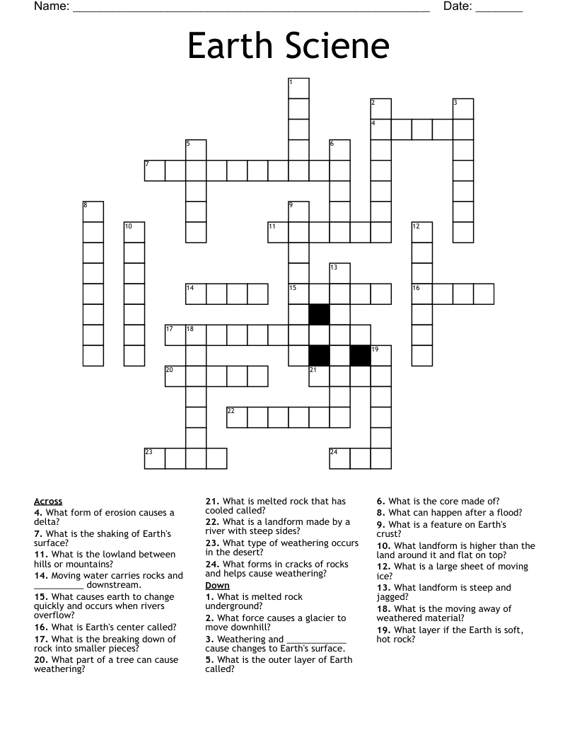 Earth Sciene Crossword